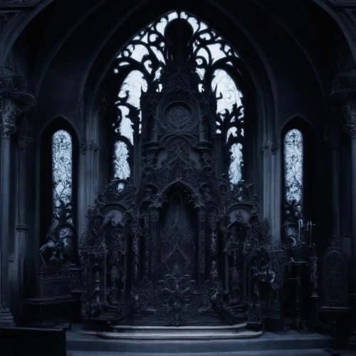 haunted cathedral,reredos,altar,gothic church,baroque,sepulchre,sacristy,cathedral,the throne,bernini altar,tabernacle,crypt,main organ,cathedra,throne,chancel,baldacchino,altarpiece,neogothic,sanctuary,Illustration,Realistic Fantasy,Realistic Fantasy 46