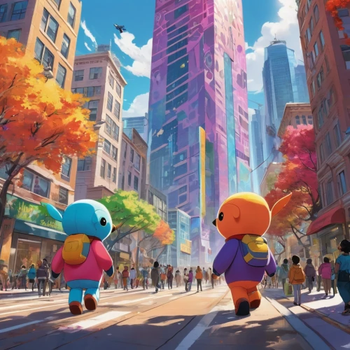 colorful city,colorful balloons,color fields,stroll,autumn walk,indiecade,soffiantini,colorful life,saturated colors,cloudstreet,gumball,strolling,cityzen,candyland,city life,shopping street,fantasy city,mooncake festival,urbanworld,street scene,Unique,Design,Character Design