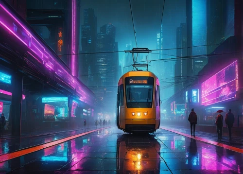 tram,luas,cyberpunk,street car,urban,colorful city,trams,electric train,cityscape,bladerunner,streetcar,lrv,light rail,tramway,brum,neon,metro,light trail,metrovacesa,futuristic,Conceptual Art,Sci-Fi,Sci-Fi 08