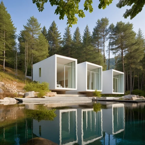 inverted cottage,cubic house,summer house,forest house,mirror house,modern house,cube house,house in the forest,pool house,eisenman,modern architecture,house with lake,prefab,holiday home,mahdavi,lohaus,dinesen,holiday villa,timber house,frame house,Photography,General,Realistic