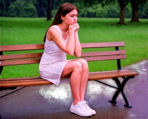 girl sitting,worried girl,depressed woman,girl praying,melancholy,woman sitting,melancholia,sad woman,sad girl,girl in a long,lamenting,melancholic,ektachrome,dejected,girl in white dress,premenstrual,lonely,park bench,relaxed young girl,alone,Art,Artistic Painting,Artistic Painting 26