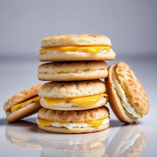 stack of cookies,biscuit crackers,wafer cookies,blinis,eggo,breakfast sandwiches,small pancakes,hotcakes,biscuits,acompanadas,cornmeal salty biscuits,savory biscuits,pancakes,hobnobs,stack of cheeses,crumpets,egg waffles,flapjacks,dorayaki,juicy pancakes,Photography,General,Realistic