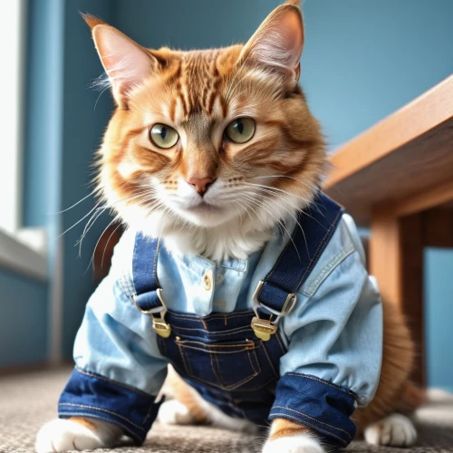 dungarees,orange tabby cat,overalls,puss in boots,coveralls,girl in overalls,ginger cat,vintage cat,jeanswear,jean jacket,orange tabby,cute cat,kitterman,jean button,denim jeans,construction worker,red tabby,jeanjean,cat image,workwear