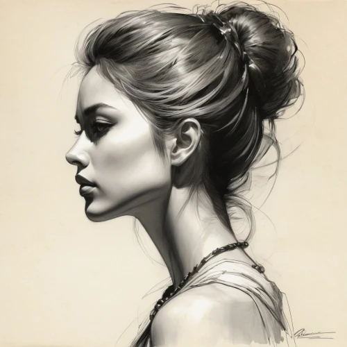 charcoal drawing,charcoal pencil,behenna,pencil drawings,girl drawing,girl portrait,charcoal,graphite,vanderhorst,pencil drawing,updo,chignon,disegno,young woman,woman portrait,margaery,donsky,heatherley,portrait of a girl,jeanneney,Illustration,Japanese style,Japanese Style 05