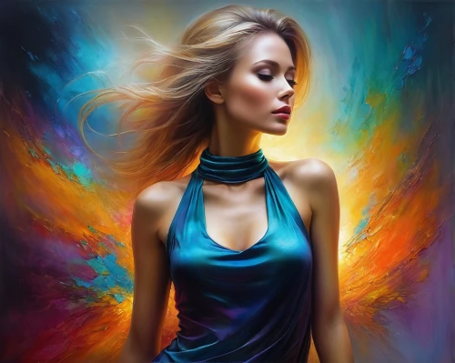 donsky,fantasy art,world digital painting,art painting,oil painting on canvas,colorful background,neon body painting,bodypainting,mystical portrait of a girl,vibrantly,oil painting,colorful light,fantasy portrait,welin,romantic portrait,dmitriev,nestruev,airbrush,italian painter,photo painting,Conceptual Art,Daily,Daily 32