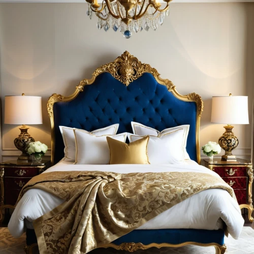 bedchamber,bedspreads,bedspread,headboard,headboards,ornate room,opulently,dark blue and gold,four poster,chambre,bed linen,sumptuous,gold stucco frame,opulent,malplaquet,opulence,bedstead,bedding,blue pillow,venice italy gritti palace,Photography,General,Realistic