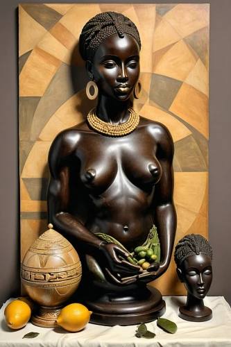 african art,african woman,png sculpture,woman sculpture,oshun,bronze sculpture,african culture,african american woman,nzinga,benin,pregnant statue,africana,mambwe,the mother and children,nigeria woman,mother with children,asantehene,mother and children,black woman,odonkor,Illustration,Realistic Fantasy,Realistic Fantasy 21