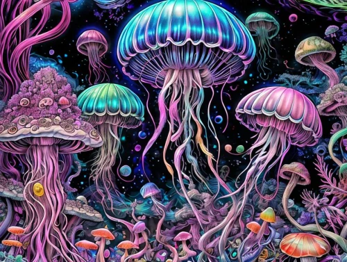 shrooms,mushroom landscape,psychedelic,psychedelics,psilocybin,mushrooms,mushroom island,psychedelia,dmt,hallucinogens,hallucinogen,psychotropics,fairy world,hallucinogenic,lsd,coral reef,cubensis,mycelial,blue mushroom,fairy forest