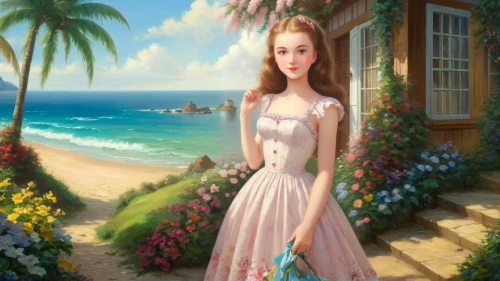 princess anna,girl in a long dress,fantasy picture,girl in flowers,margaery,margairaz,mermaid background,fairy tale character,tamanna,rapunzel,landscape background,rosalinda,beach background,princess sofia,world digital painting,beautiful girl with flowers,aerith,duchesse,fantasy art,romantic look