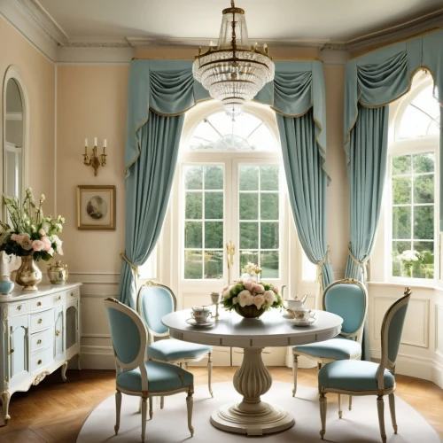 breakfast room,dining room,dining room table,ornate room,valances,dining table,danish room,baccarat,blue room,victorian room,gustavian,victorian table and chairs,french windows,highgrove,great room,bay window,housedress,opulently,tearoom,opulent,Photography,General,Realistic