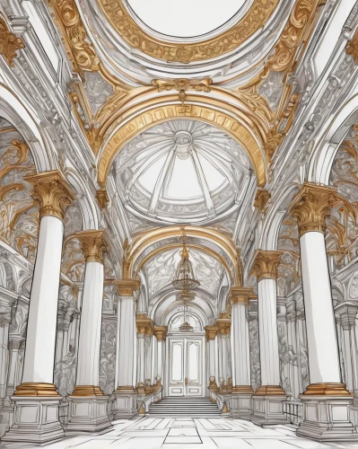 marble palace,cochere,archly,borromini,ornate room,neoclassical,versailles,baroque,webgl,3d rendering,pancuronium,render,lateran,smolny,ceilinged,proscenium,enfilade,ballroom,marble texture,neoclassicism,Illustration,Black and White,Black and White 05