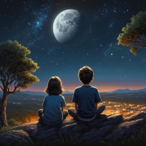 the moon and the stars,moon and star background,romantic scene,romantic night,moon and star,world digital painting,children's background,skywatchers,fantasy picture,moonlight,moonesinghe,skygazers,moonlighters,moonlit night,moonbeams,beautiful moment,stargazing,astronomy,moon night,the night sky,Conceptual Art,Daily,Daily 01
