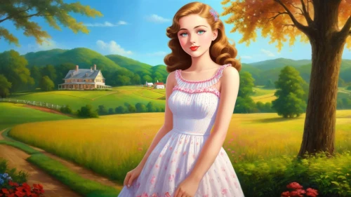 girl in a long dress,landscape background,woman with ice-cream,springtime background,dorthy,girl in the garden,golf course background,country dress,maureen o'hara - female,world digital painting,farm background,dorothy,spring background,girl in a long,gwtw,milkmaid,photo painting,girl with bread-and-butter,countrywoman,art painting