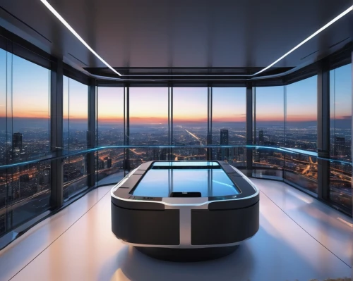 sky apartment,the observation deck,penthouses,observation deck,skyloft,skyscapers,skydeck,above the city,sky city tower view,glass roof,skywalks,boardroom,glass wall,luxury bathroom,conference table,view from the top,modern office,top of the rock,skyview,residential tower,Illustration,Realistic Fantasy,Realistic Fantasy 16
