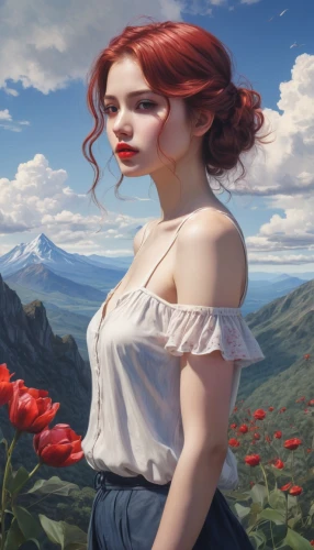 etain,triss,persephone,demelza,behenna,fantasy picture,landscape background,springtime background,fantasy portrait,scotswoman,xanth,red petals,birnerova,girl in flowers,way of the roses,flora,world digital painting,ellinor,field of poppies,melisandre,Art,Classical Oil Painting,Classical Oil Painting 13