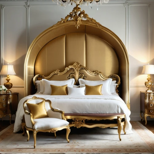 bedchamber,ornate room,gold stucco frame,chambre,sumptuous,malplaquet,opulent,opulently,gustavian,ritzau,opulence,gold wall,daybed,rococo,four poster,luxurious,headboard,bedstead,poshest,neoclassical,Photography,General,Realistic