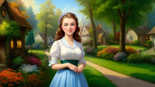girl in the garden,avonlea,dorthy,nessarose,belle,anarkali,church painting,girl in a long dress,sylvania,landscape background,fairy tale character,young girl,gwtw,princess anna,children's background,dirndl,dorothy,pevensie,anne,housemaid