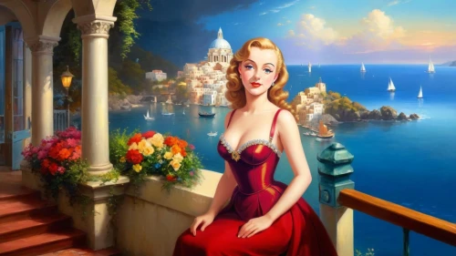 hildebrandt,vettriano,catalina,portofino,guenter,world digital painting,italian painter,ann margarett-hollywood,lempicka,contessa,art painting,man in red dress,yalta,marylyn monroe - female,satine,art deco woman,habanera,principessa,ariadne,whitmore