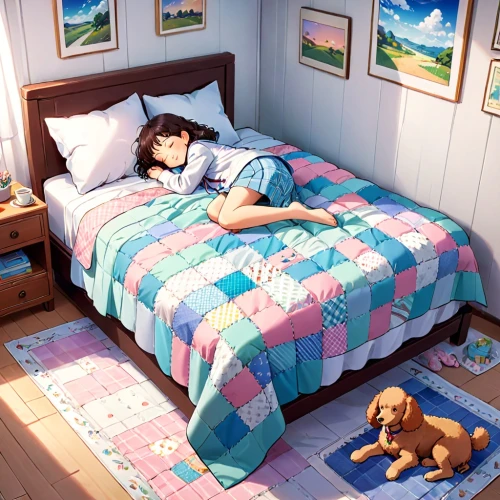 bocchi,tiribocchi,chihaya,hikikomori,demobilised,sleeping room,nanako,quilt,napping,boy's room picture,bed,tomoyo,sleeping,tomoharu,azumanga,the little girl's room,kumiko,blue pillow,dog frame,beds,Anime,Anime,Realistic