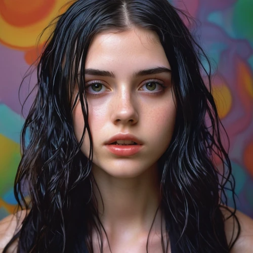 grimes,alita,mosshart,wet girl,dennings,jingna,portrait of a girl,mascara,photorealist,girlhood,wet,versaemerge,billie,shampoo,mystical portrait of a girl,tropico,grunge,neon makeup,roitfeld,pop art girl,Conceptual Art,Daily,Daily 15