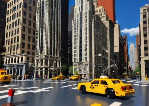 new york taxi,taxicabs,lego city,city scape,pedestrianized,taxicab,city highway,city blocks,city tour,cityscapes,city corner,taxi stand,tilt shift,3d rendering,miniature cars,crosswalk,business district,micropolis,lego background,cityscape,Illustration,Abstract Fantasy,Abstract Fantasy 07
