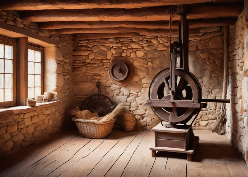 potter's wheel,mill wheel,spinning wheel,water mill,watermill,water wheel,waterwheel,washlet,wooden wheel,old wooden wheel,waterwheels,winepress,medieval hourglass,rocking chair,stone oven,cannon oven,treadwheel,old mill,ship's wheel,watermills,Illustration,Paper based,Paper Based 19