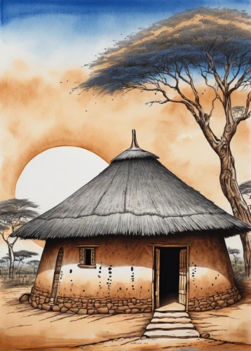 makgadikgadi,longhouse,thatched roof,lodwar,mapungubwe,karamojong,etosha,khokhloma painting,makonde,traditional house,straw hut,sekhukhune,matobo,mogoba,sikhanyiso,huts,iron age hut,sobhuza,thatched,viminacium,Illustration,Black and White,Black and White 34