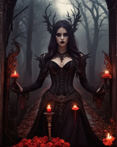 gothic woman,hecate,gothic portrait,samhain,dark gothic mood,gothic style,magick,sorceress,hekate,black queen,malefic,demoness,sorceresses,gothic,bewitching,invoking,the enchantress,abaddon,vampire woman,queen of the night,Illustration,Realistic Fantasy,Realistic Fantasy 46