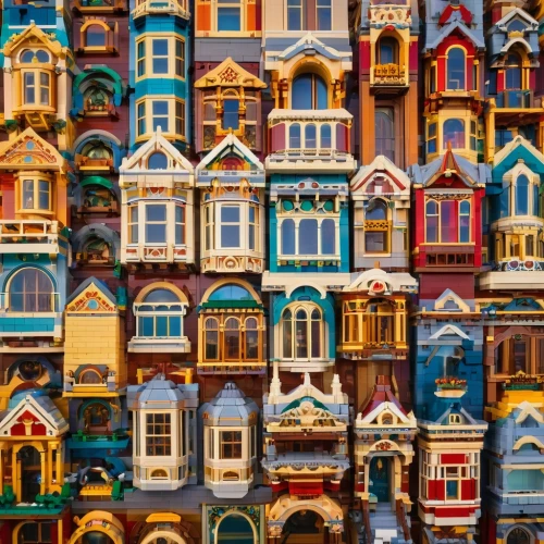 colorful facade,wooden houses,colorful city,hanging houses,dollhouses,row houses,blocks of houses,dolls houses,valparaiso,houses clipart,porto,stilt houses,doghouses,row of windows,row of houses,burano,boardinghouses,rowhouses,beautiful buildings,san francisco,Illustration,Abstract Fantasy,Abstract Fantasy 04