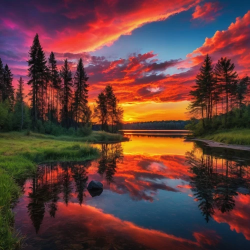 incredible sunset over the lake,nature wallpaper,evening lake,nature background,splendid colors,beautiful lake,beautiful landscape,nature landscape,beautiful nature,intense colours,beautiful colors,red sky,landscape background,full hd wallpaper,reflection in water,landscape nature,forest lake,reflexed,windows wallpaper,beautiful wallpaper,Photography,Documentary Photography,Documentary Photography 13