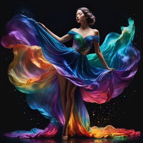 flamenca,girl in a long dress,flamenco,world digital painting,colorful background,neon body painting,fantasia,fairy peacock,fallen colorful,colori,cinderella,bodypainting,pasodoble,colorful light,harmony of color,digital art,magicienne,rainbow background,fashion vector,chiffon,Photography,Fashion Photography,Fashion Photography 19