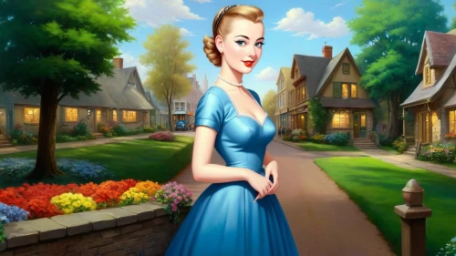 cinderella,dorthy,princess anna,cendrillon,housemaid,fairy tale character,girl in a long dress,elsa,noblewoman,gwtw,world digital painting,belle,disney character,housekeeper,storybook character,girl in the garden,disneyfied,nelisse,princess sofia,cute cartoon image
