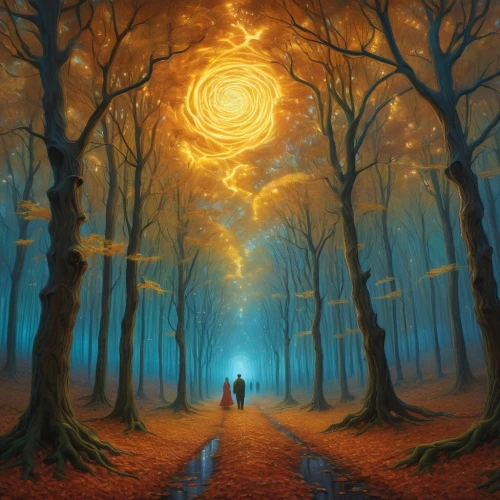 the mystical path,fantasy picture,fantasy art,the path,forest of dreams,fantasy landscape,forest path,world digital painting,pathway,dreamscape,astral traveler,autumn forest,autumn background,mediumship,mystical,samhain,sci fiction illustration,photomanipulation,otherworld,enchanted forest,Illustration,Realistic Fantasy,Realistic Fantasy 27