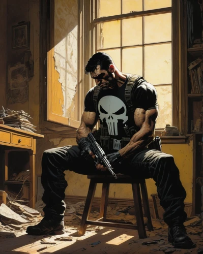 punisher,brubaker,bisley,plissken,blackshirt,subcomandante,rza,comandante,barret,tyreese,adlard,leon,dredd,expendable,pharoahe,blacksad,francks,crossbones,shadowman,man holding gun and light,Conceptual Art,Daily,Daily 09