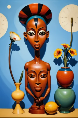african art,african masks,png sculpture,tretchikoff,nefertiti,ptah,oshun,vases,ibibio,african culture,sculptures,khokhloma painting,earthenware,polyneices,votives,udu,nubian,objets,africains,clay figures,Illustration,American Style,American Style 05