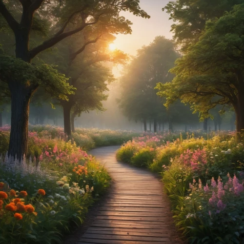 forest path,tree lined path,pathway,wooden path,the mystical path,forest landscape,nature landscape,meadow landscape,fairytale forest,nature wallpaper,walk in a park,splendor of flowers,forest of dreams,spring morning,the path,garden of eden,nature garden,landscape nature,beautiful landscape,flower garden,Photography,General,Fantasy