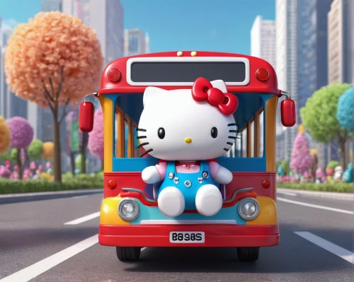 hello kitty,rj,sanrio,miffy,city bus,cute cartoon character,doll cat,cartoon car,citycat,bus,cartoon cat,doraemon,citybus,minimo,cute cartoon image,flower car,usj,cony,kidrobot,sylbert,Unique,3D,3D Character