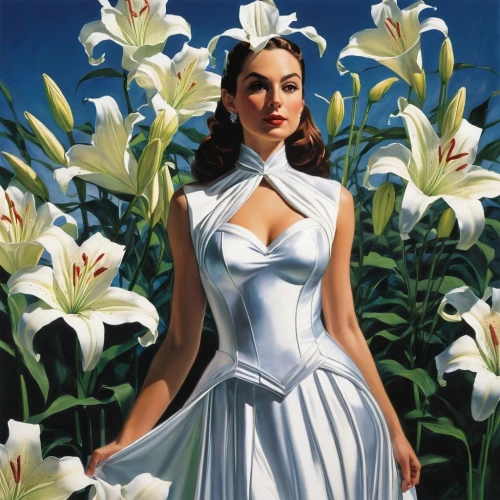 tretchikoff,magnolia,lilly of the valley,magnolias,gardenias,white magnolia,girl in flowers,jane russell-female,lilies of the valley,gene tierney,a beautiful jasmine,audrey hepburn,lily of the field,blanca,maureen o'hara - female,lily of the valley,girl in the garden,flora,milkmaids,primavera,Conceptual Art,Fantasy,Fantasy 20