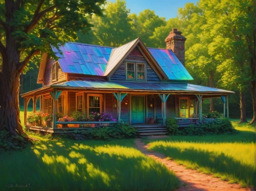 summer cottage,house in the forest,little house,country cottage,small house,cottage,lonely house,wooden house,home landscape,traditional house,small cabin,farm house,country house,victorian house,old house,wooden houses,old home,dreamhouse,forest house,house painting,Conceptual Art,Fantasy,Fantasy 16