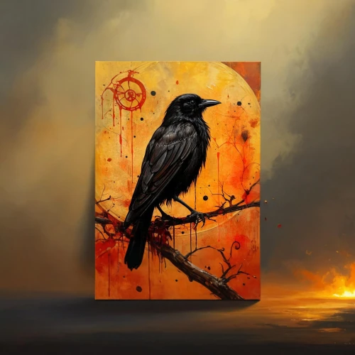 bird painting,crow,raven bird,nocturnal bird,black crow,crows bird,raven rook,nevermore,crows,black raven,king of the ravens,3d crow,night bird,bird on the tree,owl art,corvus,black bird,raven,corvidae,crow queen