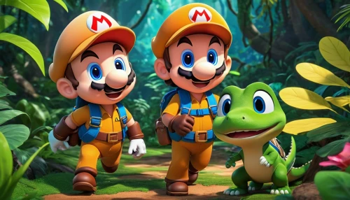 paisanos,marios,caballeros,mario bros,super mario brothers,spelunkers,plumbers,cartoon forest,cartoon video game background,explorers,forest workers,patrol,toads,platformers,toadstools,celastraceae,duendes,lumbers,game characters,children's background,Unique,3D,3D Character