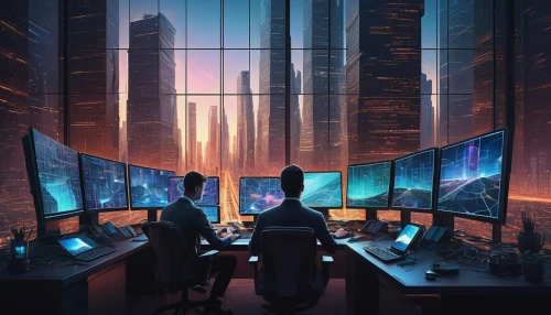 computer room,modern office,working space,cyberpunk,cybercity,cyberport,computer workstation,blur office background,cyberscene,cubicle,computer,cybertown,offices,computable,cyberview,desk,computerworld,cityscape,computation,futuristic landscape,Art,Classical Oil Painting,Classical Oil Painting 44