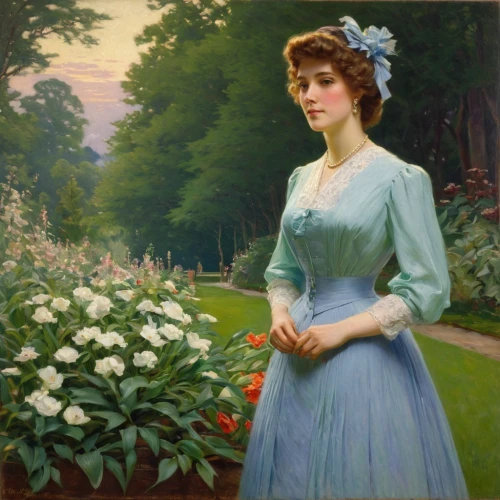 girl in the garden,perugini,girl in flowers,girl picking flowers,in the garden,gardenias,holding flowers,leighton,principessa,flora,mademoiselle,young woman,winterhalter,young lady,hildebrandt,lilly of the valley,primavera,la violetta,garden party,hydrangeas,Art,Classical Oil Painting,Classical Oil Painting 15