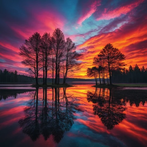incredible sunset over the lake,splendid colors,red sky,reflection in water,reflexed,beautiful colors,intense colours,mirror reflection,reflection,water reflection,reflections in water,landscapes beautiful,pink dawn,beautiful landscape,reflections,evening lake,mirror water,epic sky,water mirror,beautiful nature,Photography,Documentary Photography,Documentary Photography 04