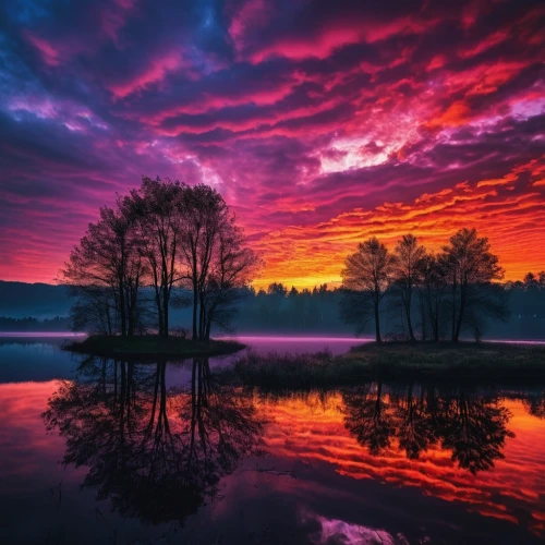 incredible sunset over the lake,splendid colors,evening lake,pink dawn,red sky,intense colours,beautiful colors,purple landscape,epic sky,beautiful lake,beautiful landscape,reflection in water,reflexed,landscapes beautiful,atmosphere sunrise sunrise,colorful light,water reflection,beautiful nature,nature landscape,dramatic sky,Photography,Documentary Photography,Documentary Photography 04