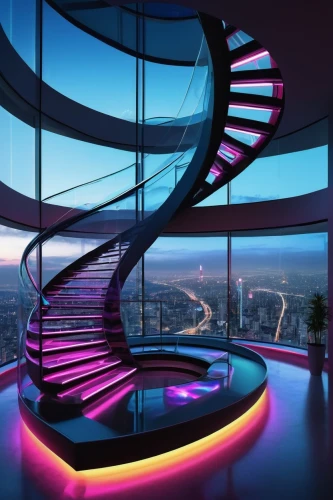 spiral staircase,spiral stairs,the observation deck,observation deck,skywalks,winding staircase,circular staircase,staircase,futuristic architecture,staircases,observation tower,stairwell,penthouses,skydeck,skywalk,skybridge,stairways,winding steps,stairmaster,sky apartment,Illustration,Realistic Fantasy,Realistic Fantasy 03
