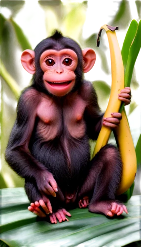 monkey banana,macaca,bonobo,palaeopropithecus,macaco,penan,uakari,bonobos,orang utan,banane,prosimian,shabani,ape,chimpanzee,simian,kulundu,banana,monke,nangka,alouatta,Illustration,Paper based,Paper Based 21