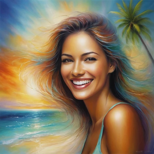 oil painting on canvas,art painting,donsky,romantic portrait,photo painting,oil painting,portrait background,sonrisa,welin,airbrush,world digital painting,a girl's smile,pintura,colorful background,airbrushing,tahitian,creative background,polynesian girl,peinture,sherine,Conceptual Art,Daily,Daily 32