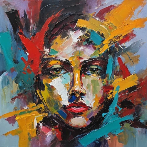 nielly,bocek,seni,abstract painting,woman's face,woman face,face portrait,young woman,oil painting on canvas,affandi,expressionist,portrait of a girl,kordic,riopelle,girl portrait,girl in a long,painting technique,woman thinking,girl in cloth,girl with a wheel,Conceptual Art,Oil color,Oil Color 20