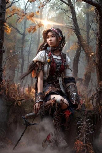 female warrior,hisako,fantasy warrior,warrior woman,autumn background,aveline,fantasy portrait,liora,fantasy picture,huntress,nissa,duergar,shaman,shepherdess,fantasy art,armsbearer,the wanderer,lone warrior,inquisitor,eberron